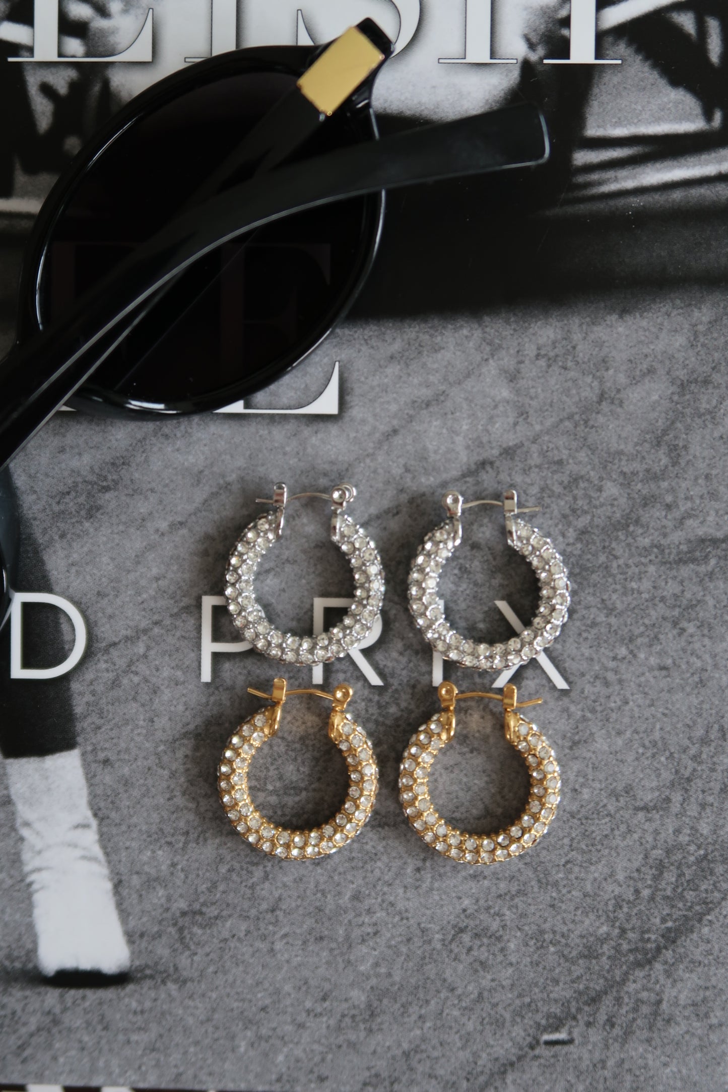 MEDIUM DIAMOND HOOPS