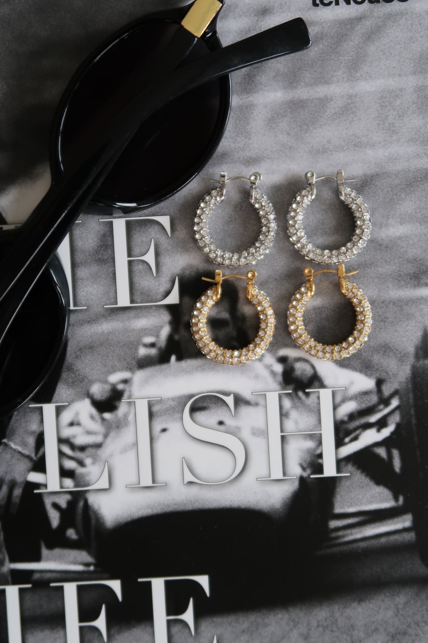 MEDIUM DIAMOND HOOPS