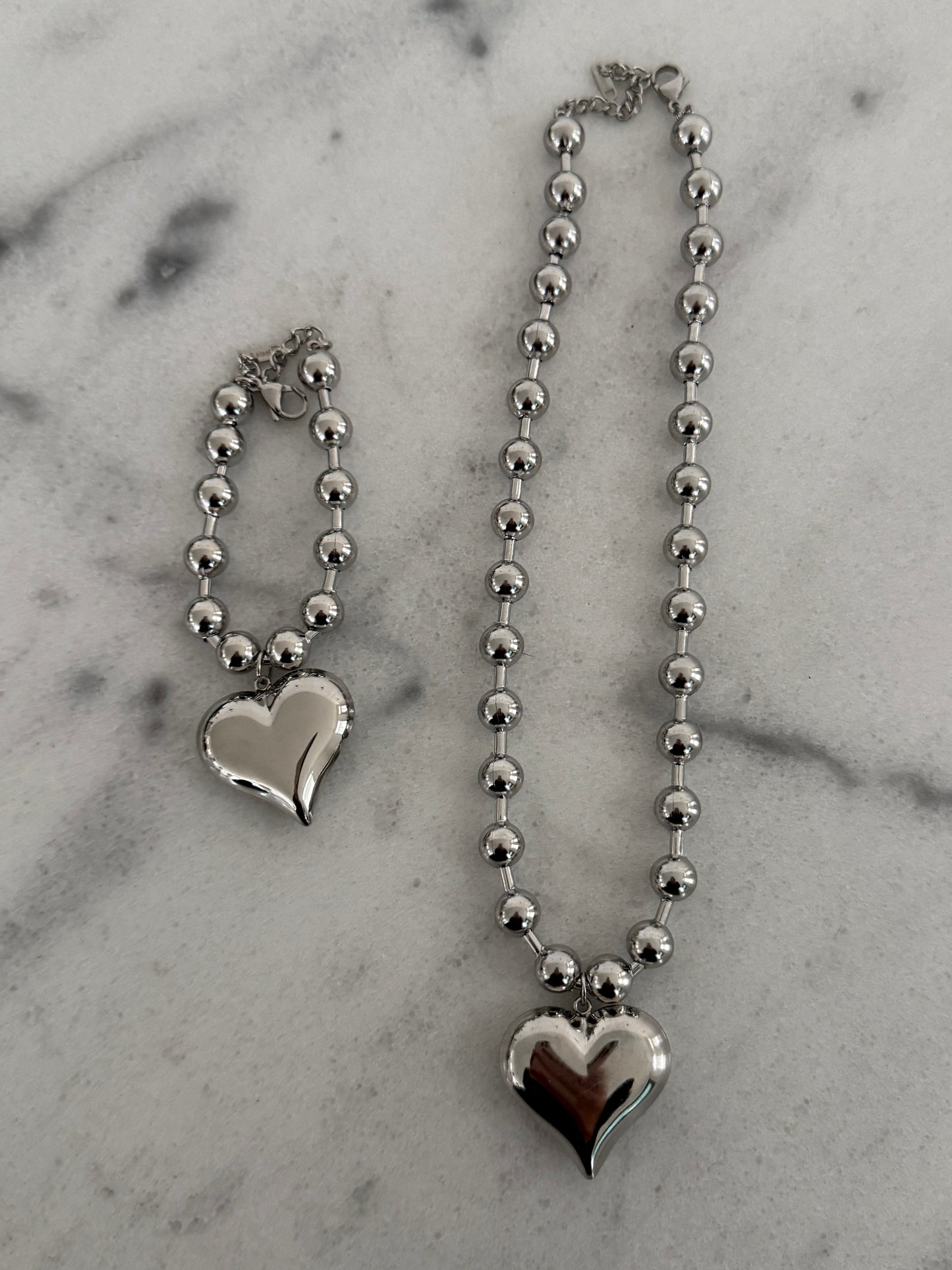 SILVER BUBBLE HEART BRACELET