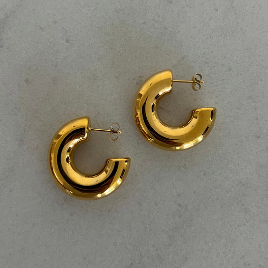 CHUNKY GOLD SMOOTH HOOPS