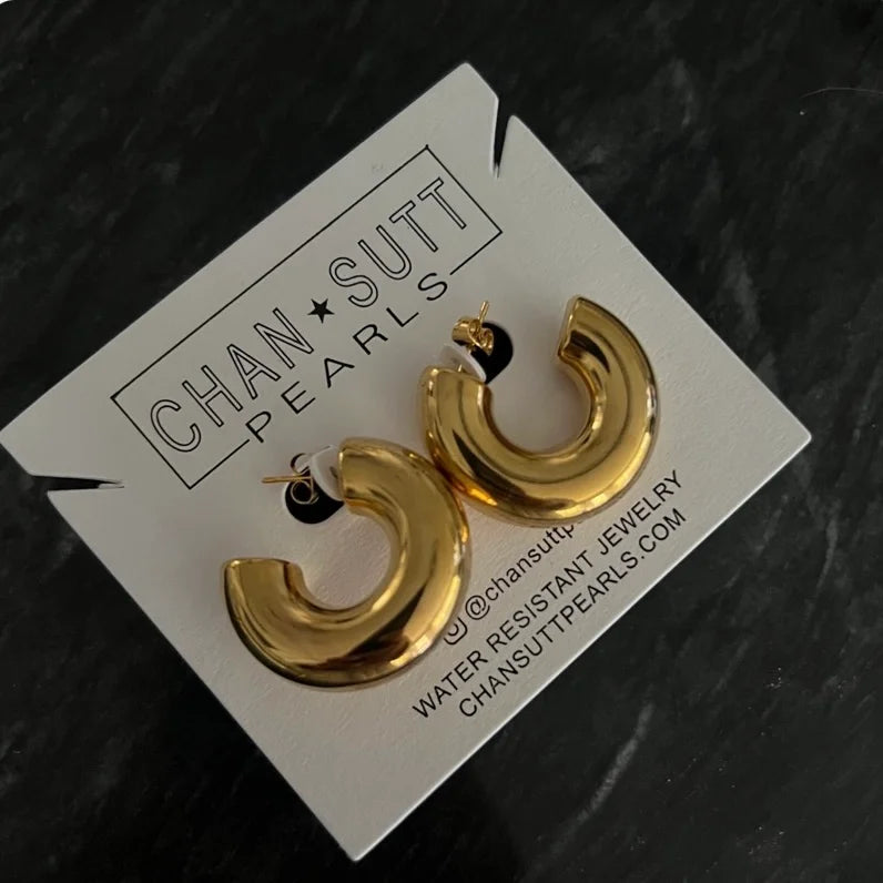 CHUNKY GOLD SMOOTH HOOPS